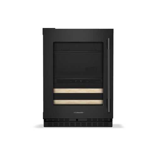 Rent to own KitchenAid - 24" Beverage Center with Glass Door and Wood-Front Racks - Black Ore