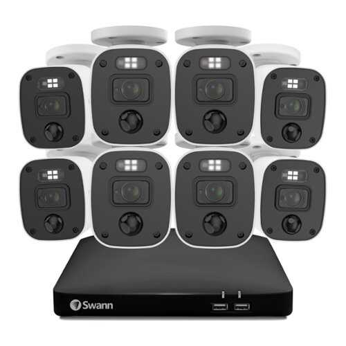 Rent to own Swann - SwannForce 4K Security Camera System, 8x Bullet Analog CCTV Cameras, Microphone and Siren, DVR with 1TB Storage - White