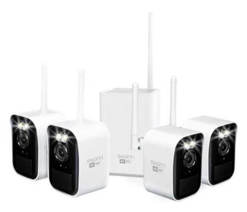 Rent to own Swann - MaxRanger 4K Mini Security System 4 Wireless IP Security Cameras, Night Vision, Thermal Motion Detect, 64GB - White