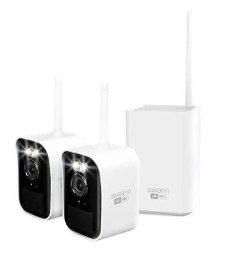 Rent to own Swann - MaxRanger 4K Mini Security System 2 Wireless IP Security Cameras, Night Vision, Thermal Motion Detect, 64GB - White