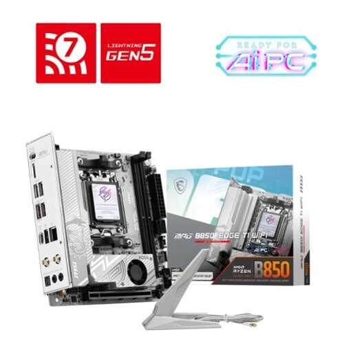 Rent to own MSI - MPG B850 EDGE TI WIFI (Socket AM5) AMD B850 iATX DDR5 Wi-Fi 7 Motherboard - Gray White/Matt
