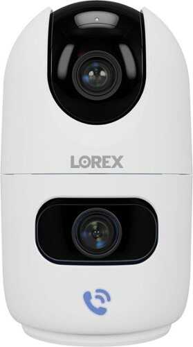 Rent to own Lorex - 2K Dual-Lens Indoor Pan-Tilt Wireless Camera - White