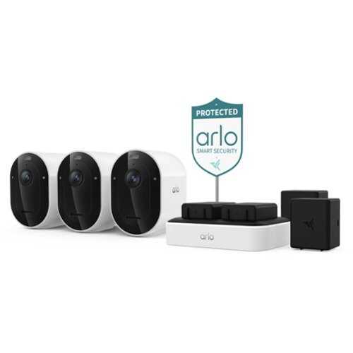 Rent to own Arlo - Pro 3-Camera Wireless 2K Security Camera (6th Gen) Battery Powered with Dual Charging Station and Yard Sign - White