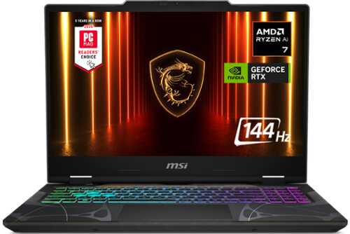 Rent to own MSI - Cyborg A15 AI 15" 144Hz FHD Gaming Laptop - AMD R7-260 - NVIDIA GeForce RTX 5060 - 16GB Memory - 1TB SSD - Translucent Black
