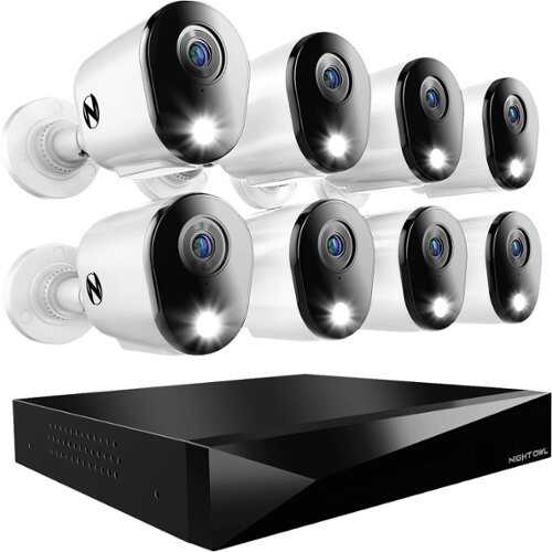 Rent to own Night Owl - 8 channel 2K (4MP) DVR with 8 (4MP) cameras and 2tb storage expandable up to 4 additional Wi-Fi cameras - White