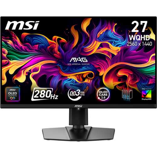 Rent to own MSI - MAG 271QP QD-OLED X28 27" Quantum Dot OLED QHD 280Hz 0.03ms FreeSync Gaming Monitor (DisplayPort, HDMI, USB) - Black