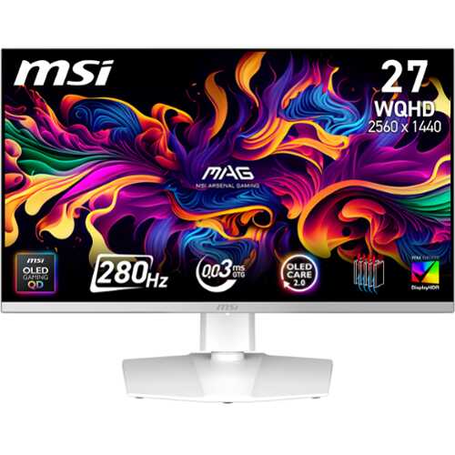 Rent to own MSI - MAG 271QPW QD-OLED X28 27" Quantum Dot OLED QHD 280Hz 0.03ms FreeSync Gaming Monitor (DisplayPort, HDMI, USB) - White