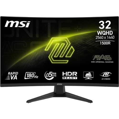 Rent to own MSI - MAG 321CQF E18 32" Curved QHD 180Hz 0.5ms FreeSync Gaming Monitor (DIsplayPort, HDMI) - Black
