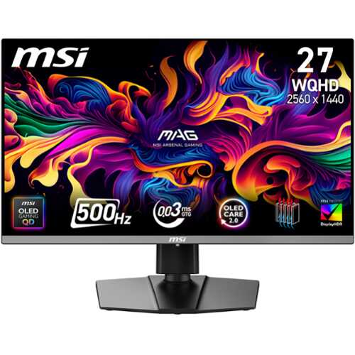 Rent to own MSI - MAG 272QP QD-OLED X50 27" Quantum Dot OLED QHD 500Hz 0.03ms FreeSync Premium Pro Gaming Monitor (DisplayPort, HDMI, USB) - Black