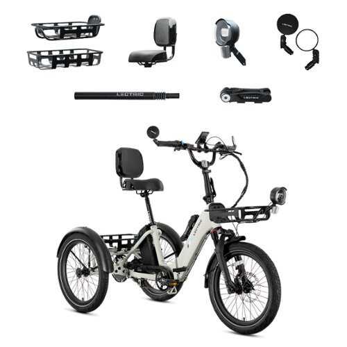 Rent to own Lectric eBikes - XP Trike2 750 Foldable eBike (Max 70mi./17mph) +Cargo Package,Seat, Seat Post, Headlight, Mirrors, & Lock - Stratus White