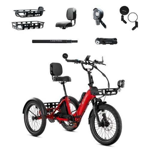 Rent to own Lectric eBikes - XP Trike2 750 Foldable eBike (Max 70mi./17mph) +Cargo Package,Seat, Seat Post, Headlight, Mirrors, & Lock - Phoenix Red