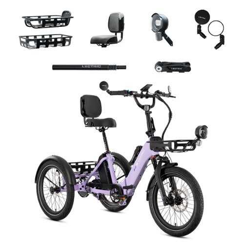 Rent to own Lectric eBikes - XP Trike2 750 Foldable eBike (Max 70mi./17mph) +Cargo Package,Seat, Seat Post, Headlight, Mirrors, & Lock - Lavender Haze