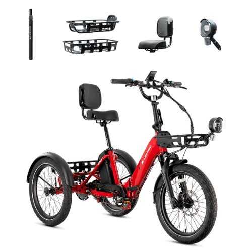 Rent to own Lectric eBikes - XP Trike2 750 Foldable eBike (Max 70mi./17mph) +Cargo Package, Support Seat, Seat Post, & Elite Headlight - Phoenix Red