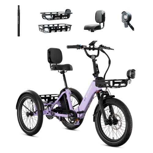 Rent to own Lectric eBikes - XP Trike2 750 Foldable eBike (Max 70mi./17mph) +Cargo Package, Support Seat, Seat Post, & Elite Headlight - Lavender Haze
