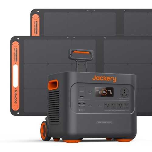Rent to own Jackery - Explorer 2000 Plus Expandable Portable Power Station + Two 200W Solar Panels (Ships in multiple packages) (2042 Wh Capacity) - Black
