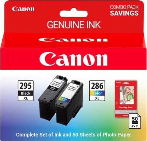 Rent to own Canon - PG-295XL/CL-286XL High Yield Ink Cartridges (2-Pack) Combo with 20-Sheet Photo Paper (PP-201) - Black/Tri-color