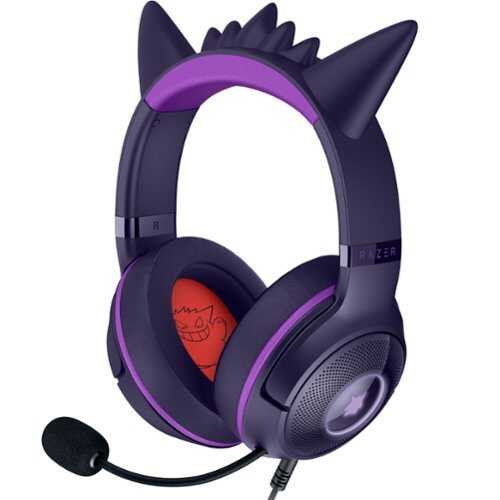 Rent to own Razer - Kraken Kitty V2 Wired Over-the-Ear Gaming Headset for PC, Mac, Nintendo Switch, Steam Deck, Mobile, and Tablet - Pokémon Gengar Edition