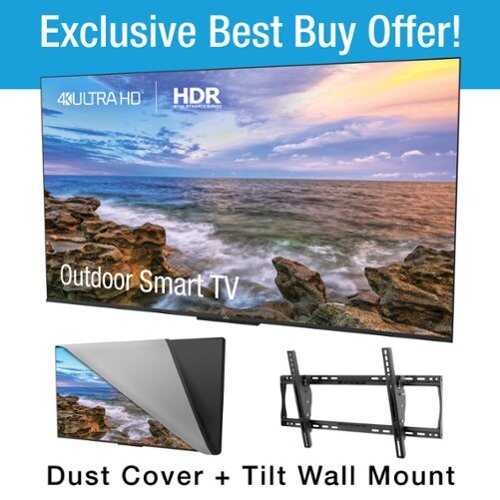 Rent to own 65" NEPTUNE OUTDOOR SHADE SMART TV, DUSTCOVER, TILT MOUNT BUNDLE