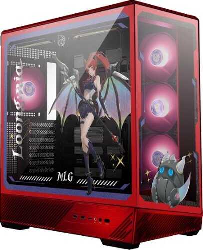 Rent to own MSI - PANO 130R MLG EDITION ATX Mid-Tower PC Case - Black and Red