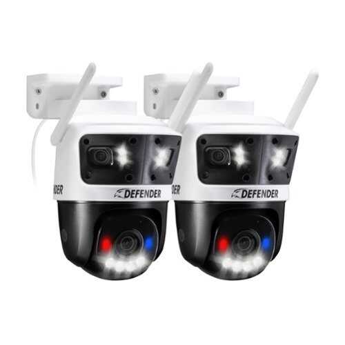 Rent to own Defender - AI 3K+ Guard Tri-Lens PTZ WIFI Plug-in Security Camera, 360° Tracking, AI Detection, Works w/ Guard App, 2 Pack - white