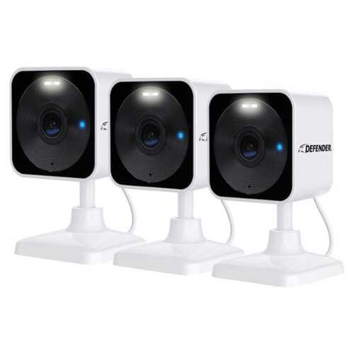 Rent to own Defender - GO 2K AI POWERED Plug-in Power Indoor/Outdoor Home Security, Baby & Pet Camera - 3 Pack - white