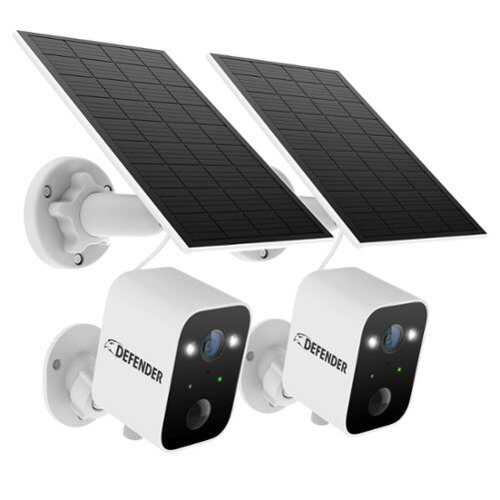Rent to own Defender - Solar Powered 4K AI Everwatch Wireless Security Camera with 3W Solar Panel, AI Detection, 2 Pack - White