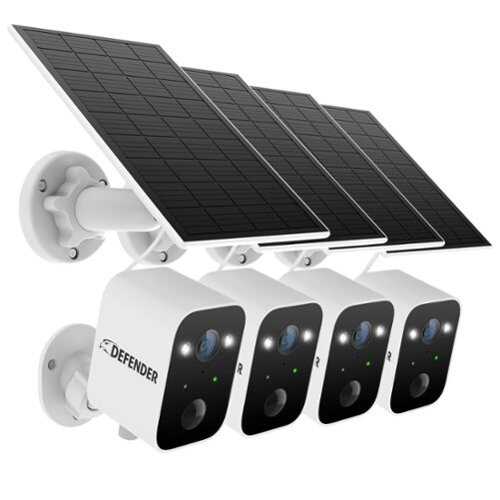 Rent to own Defender - Solar Powered 4K AI Everwatch Wireless Security Camera with 3W Solar Panel, AI Detection, 4 Pack - White