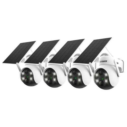 Rent to own Defender - Solar Powered 4K AI Everwatch Wireless Security PTZ Camera with 3W Solar Panel, AI Detection, 4 Pack - White