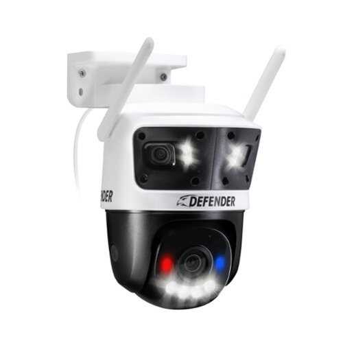 Rent to own Defender - AI 3K+ Guard Tri-Lens PTZ WIFI Plug-in Security Camera, 360° Tracking, AI Detection, Works w/ Guard App - white