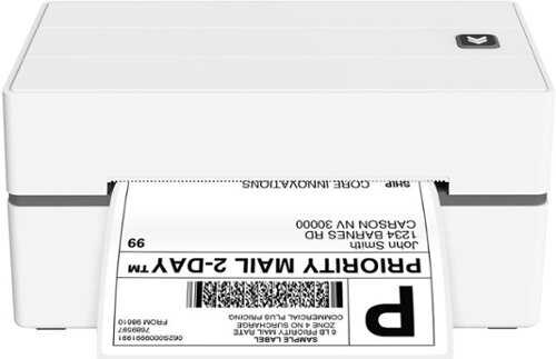 Rent to own Core Innovations - CTP750BY 4x6 Thermal Shipping Label Wireless Printer plus 75 Labels, Label Holder & USB-C Adapter - White