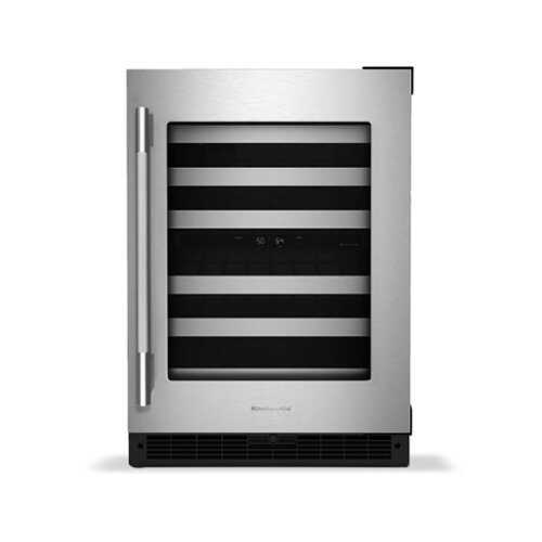 Rent to own KitchenAid - 46-Bottle Wine Cellar with Full-Extension Metal-Front Racks - Black Cabinet/Stainless Steel Doors