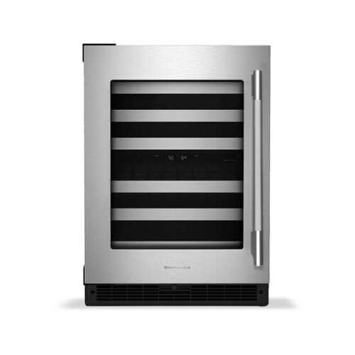 Rent to own KitchenAid - 46-Bottle Wine Cellar - Black Cabinet/Stainless Steel Doors
