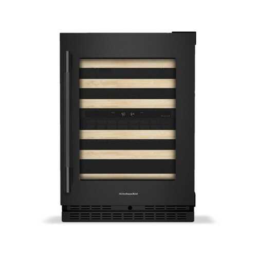 Rent to own KitchenAid - 46-Bottle Wine Cellar with Full-Extension Wood-Front Racks - Black Ore