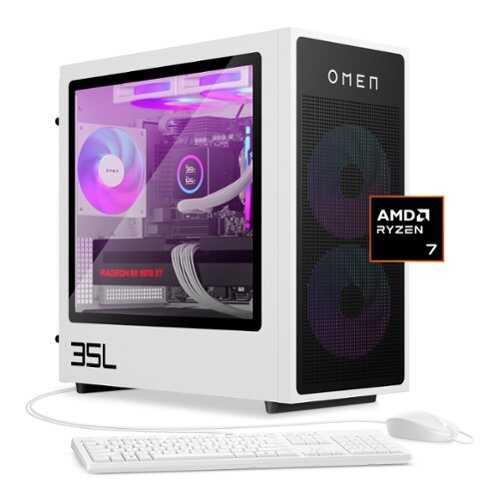 Rent to own HP OMEN - 35L Gaming Desktop - AMD Ryzen 7 9800X3D - 32GB DDR5 Memory - AMD Radeon RX 9070 XT - 1TB SSD - LCD Liquid Cooling - Ceramic White