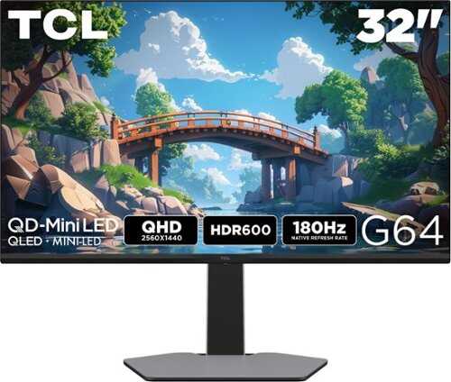 Rent to own TCL - 32" G64 Series QHD HDR QD-Mini LED Gaming Monitor - Black and Gray
