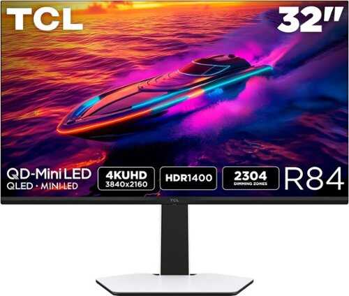 Rent to own TCL - 32" R84 Series 4K UHD HDR QD-Mini LED Gaming Monitor - Black and White