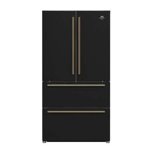 Rent to own Forno Appliances - Moena Espresso 19.2 Cu. Ft. Freestanding Refrigerator with French Doors and Automatic Ice Maker - Black