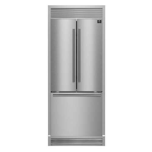 Rent to own Forno Appliances - Gallipoli 17.5 Cu. Ft. Freestanding French Door Refrigerator with Decorative Trim Grill - Stainless Steel
