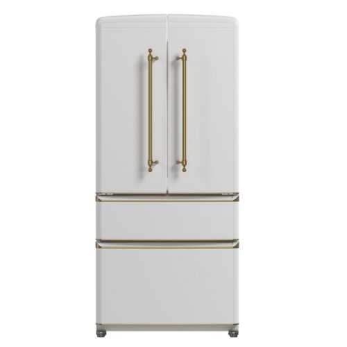 Rent to own Forno Appliances - Luigi 18 Cu. Ft. French Door Refrigerator with Antique Brass Handles - White