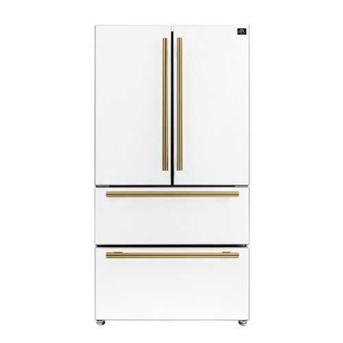 Rent to own Forno Appliances - Moena Espresso 19.2 Cu. Ft. Freestanding Refrigerator with French Doors and Automatic Ice Maker - White