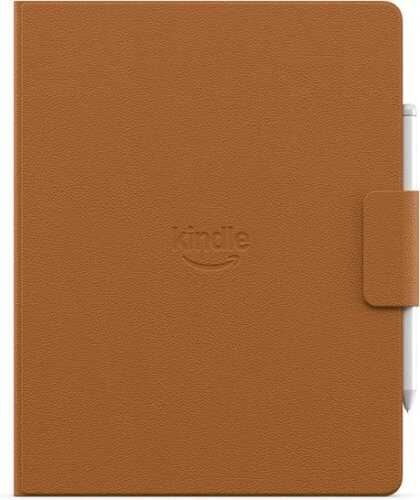 Rent to own Amazon - Kindle Scribe Executive Folio Cover with Magnetic Attach, Sleek Protective Case - Premium Leather - Caramel