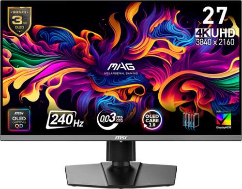 Rent to own MSI - MAG 272UP QD-OLED X24 27" OLED UHD 240Hz 0.03ms Adaptive Sync Gaming Monitor with HDR 400 (DisplayPort, HDMI, USB-C) - Metallic Black