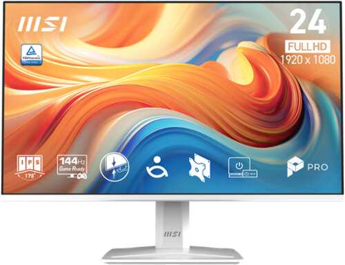 Rent to own MSI - PRO MP243W E14 23.8" FHD 144Hz 4ms Adaptive Sync Monitor with Built-in Speakers (DisplayPort, HDMI) - Matte White