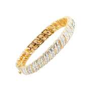 Rent to own Women's Finecraft 1 cttw Diamond 'S' Link Tennis Bracelet in Yellow Gold-Plated Brass, 7.50"