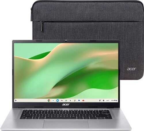 Rent to own Acer - Chromebook 315 – 15.6" FHD Laptop - MediaTek Kompanio 540 – 4GB Memory – 64GB eMMC – Wi-Fi 6E - Protective Sleeve - Silver