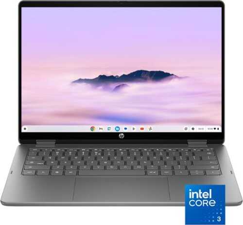 Rent to own HP - 14" 2K Touchscreen 2-in-1 Chromebook Plus - Intel Core 3 N355 - 8GB Memory - 256GB UFS - Meteor Silver