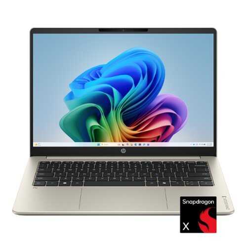 Rent to own HP - OmniBook 3 - 14" 2K Touchscreen Laptop - Snapdragon X - 16GB Memory - 512GB SSD - Copilot+ PC - Warm Gold