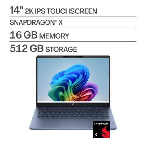 Rent to own HP - OmniBook 3 - 14" 2K Touchscreen Laptop - Snapdragon X - 16GB Memory - 512GB SSD - Copilot+ PC - Starlit Blue