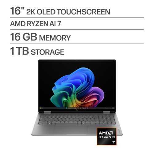 Rent to own HP - OmniBook X Flip 2-in-1 - 16" 2K OLED Touchscreen Laptop - AMD Ryzen AI 7 445 (2026) - 16GB Memory - 1TB SSD - Copilot+ - Meteor Silver