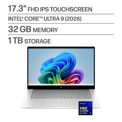 Rent to own HP - OmniBook X - 17.3" Full HD Touchscreen Laptop - Intel Core Ultra 9 (2026) - 32GB Memory - 1TB SSD - Copilot+ PC - Glacier Silver